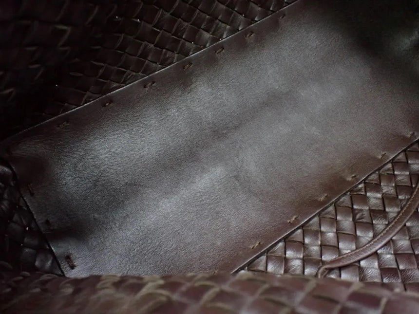 Bottega Veneta Cabat Small Dark Chocolate Brown Intreccio Leather Tote Bag