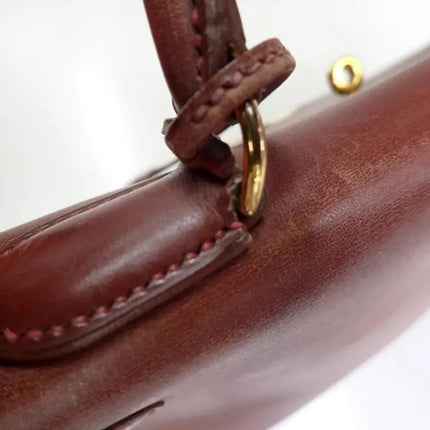 Hermes Kelly 35 Vintage Brown Box Calfskin Leather Gold Hardware 1995 With Strap Lock Key n Clochette