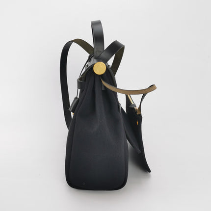 Hermes Herbag 31 Black Canvas Gold Hardware Crossbody Bag