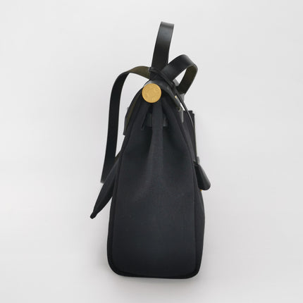 Hermes Herbag 31 Black Canvas Gold Hardware Crossbody Bag