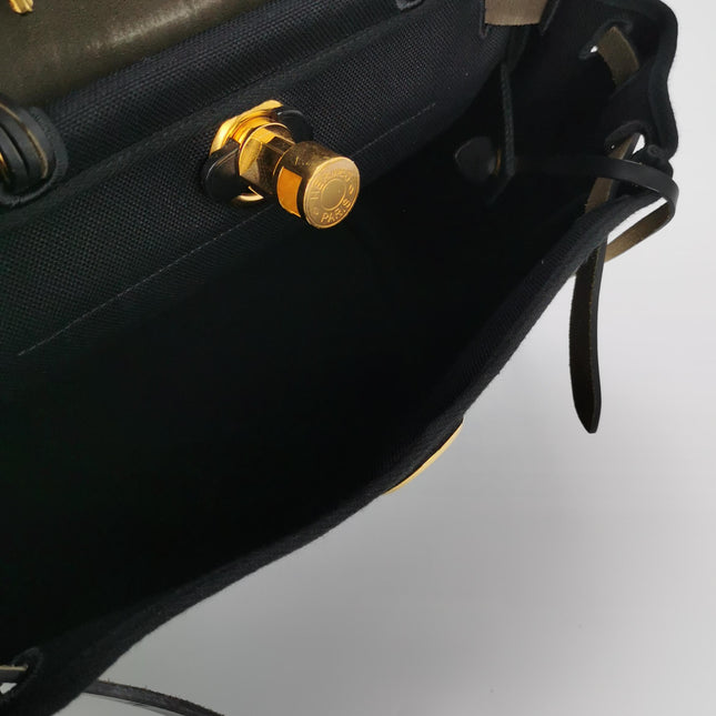 Hermes Herbag 31 Black Canvas Gold Hardware Crossbody Bag
