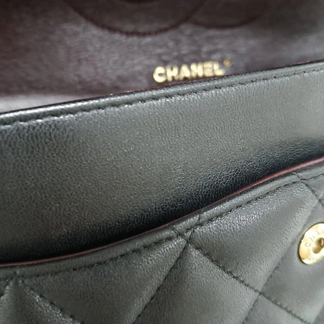 Sold Chanel Classic Flap Jumbo 2010 Black Lambskin Leather Double Flap with Gold Hardware