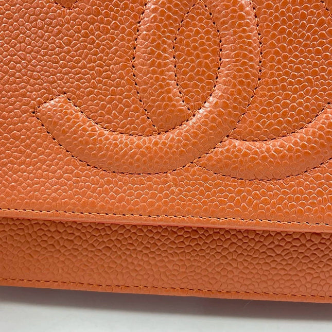 Sold Chanel Wallet on Chain WOC Double CC Orange Caviar Leather