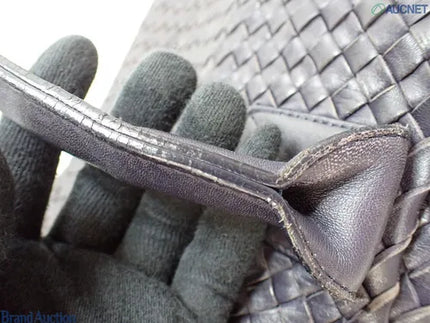 Bottega Veneta Cabat MM Intreccio Leather Tote Bag Navy 40cm