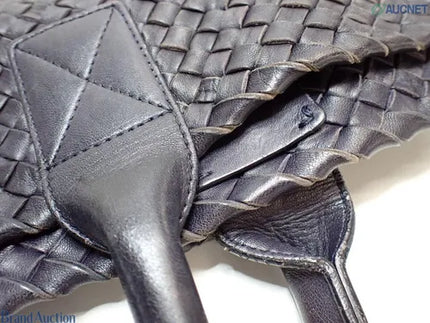 Bottega Veneta Cabat MM Intreccio Leather Tote Bag Navy 40cm
