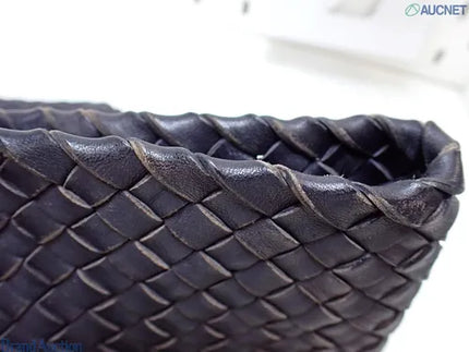 Bottega Veneta Cabat MM Intreccio Leather Tote Bag Navy 40cm