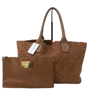 Bottega Veneta Cabat PM Intreccio Leather Tote Bag Chocolate Brown 32cm