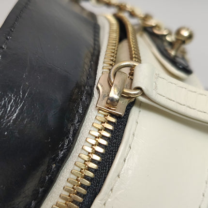 Chanel White and Black Small Crumpled Calfskin Vanity Case Crossbody Bag