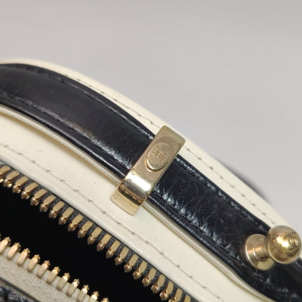 Chanel White and Black Small Crumpled Calfskin Vanity Case Crossbody Bag