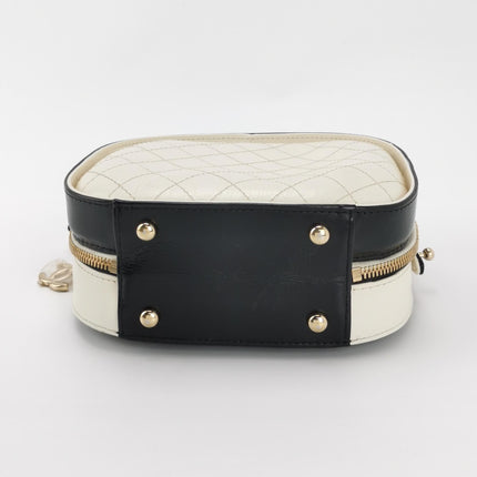 Chanel White and Black Small Crumpled Calfskin Vanity Case Crossbody Bag