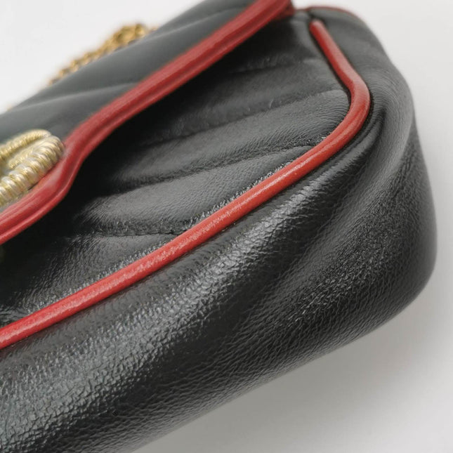 Sold Gucci Marmont Super Mini Flap Leather Bag Black Leather