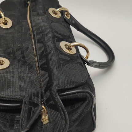 Christian Dior Macros Cannage Coating Canvas Handbag in Black