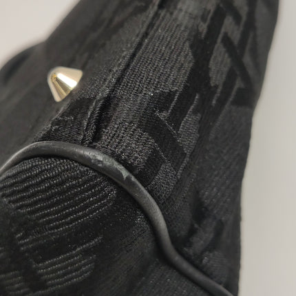 Christian Dior Macros Cannage Coating Canvas Handbag in Black