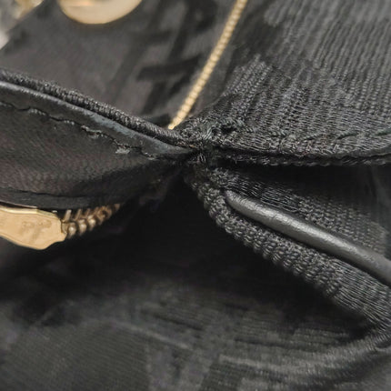 Christian Dior Macros Cannage Coating Canvas Handbag in Black