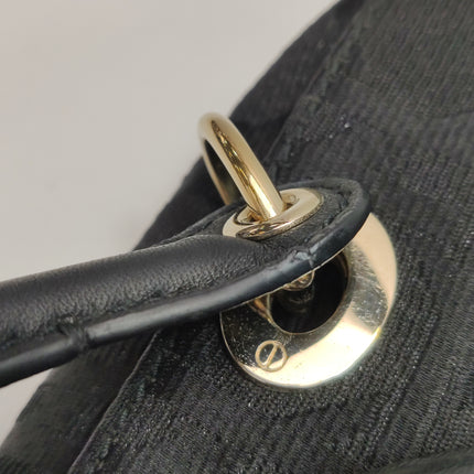 Christian Dior Macros Cannage Coating Canvas Handbag in Black