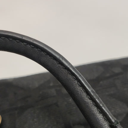 Christian Dior Macros Cannage Coating Canvas Handbag in Black