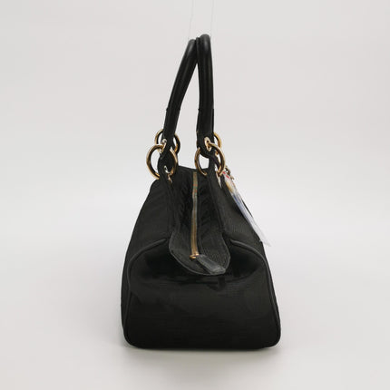 Christian Dior Macros Cannage Coating Canvas Handbag in Black