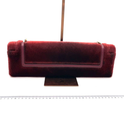 Loewe East West Burgundy Leather Fur Handbag Vintage