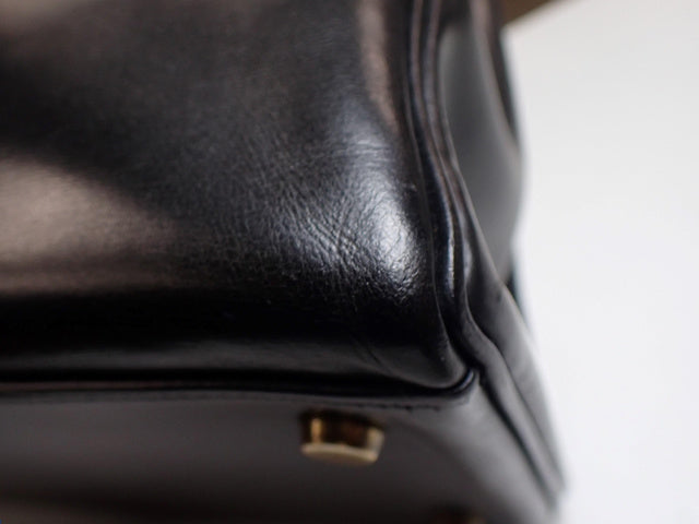 Hermes Kelly 32 Retourne 1977 Black Box Leather Gold Hardware With Strap