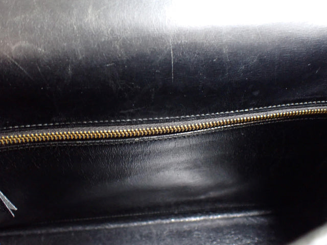 Hermes Kelly 32 Retourne 1977 Black Box Leather Gold Hardware With Strap