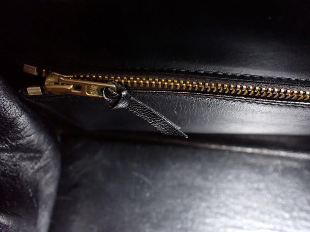 Hermes Kelly 32 Retourne 1977 Black Box Leather Gold Hardware With Strap