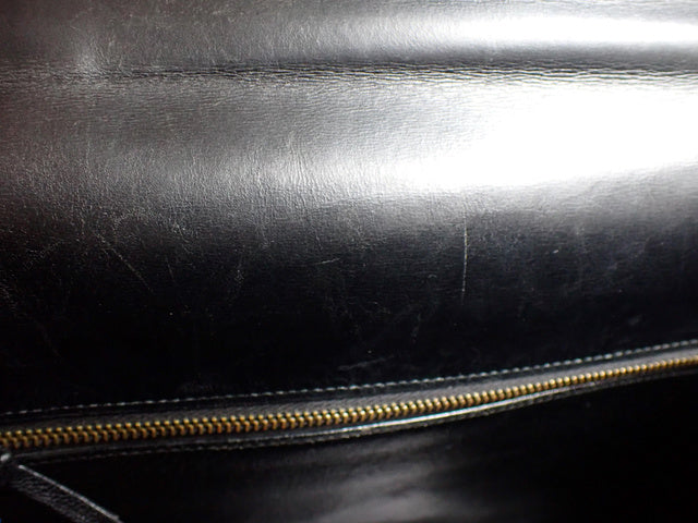 Hermes Kelly 32 Retourne 1977 Black Box Leather Gold Hardware With Strap