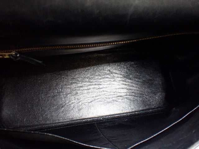 Hermes Kelly 32 Retourne 1977 Black Box Leather Gold Hardware With Strap