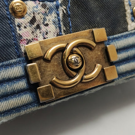 Chanel Le Boy Bag Small Denim Patchwork Gold Hardware 2014-15