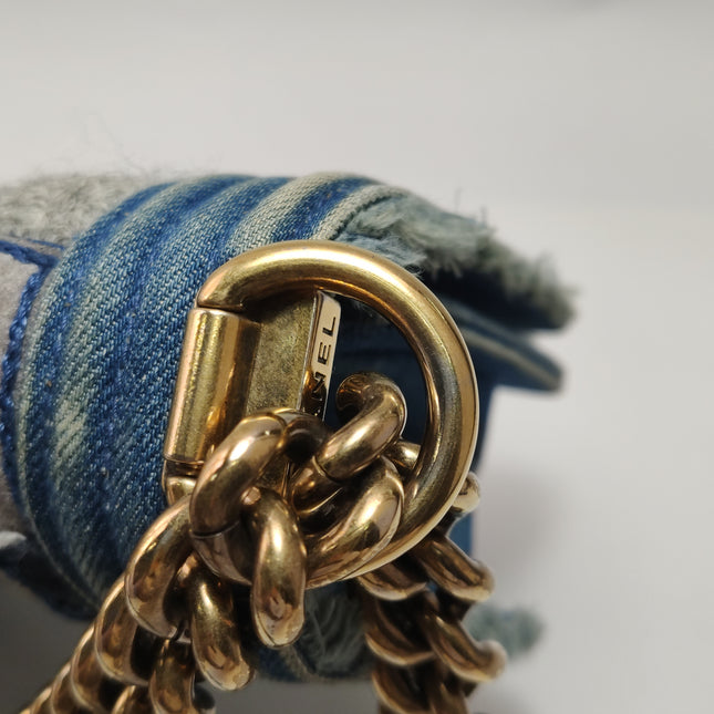 Chanel Le Boy Bag Small Denim Patchwork Gold Hardware 2014-15
