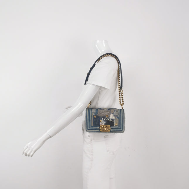 Chanel Le Boy Bag Small Denim Patchwork Gold Hardware 2014-15