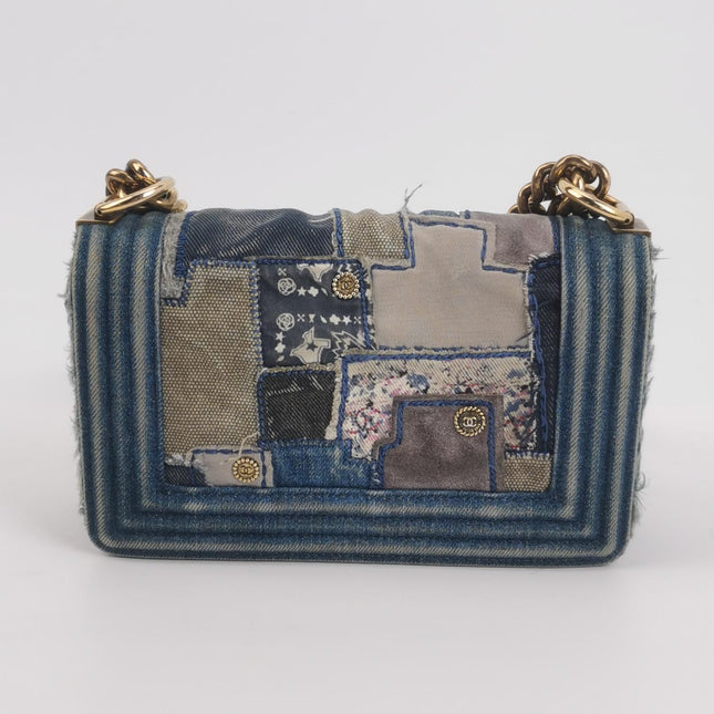 Chanel Le Boy Bag Small Denim Patchwork Gold Hardware 2014-15