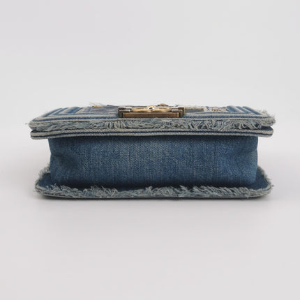 Chanel Le Boy Bag Small Denim Patchwork Gold Hardware 2014-15