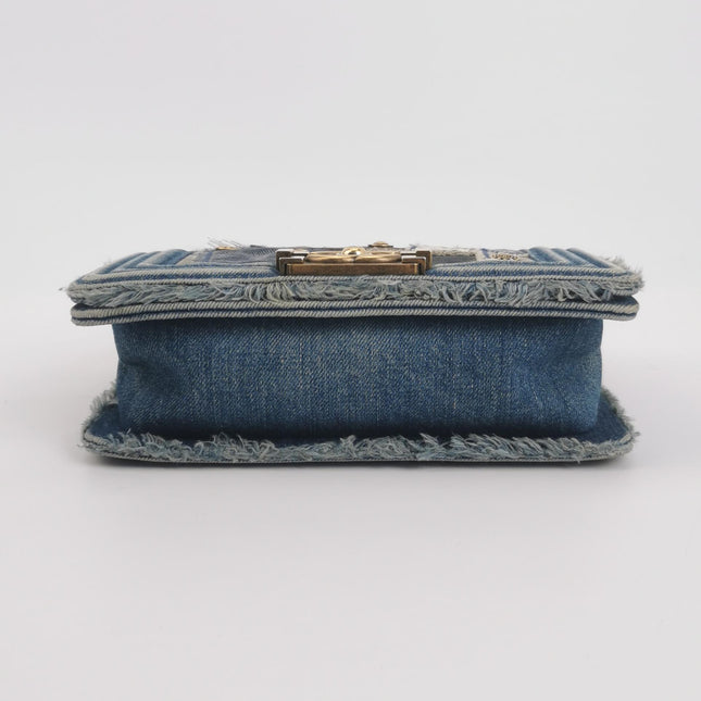 Chanel Le Boy Bag Small Denim Patchwork Gold Hardware 2014-15