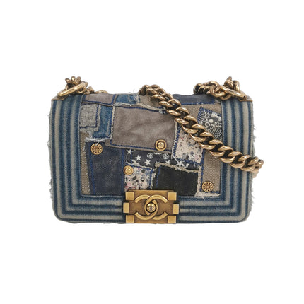 Chanel Le Boy Bag Small Denim Patchwork Gold Hardware 2014-15-Luxbags