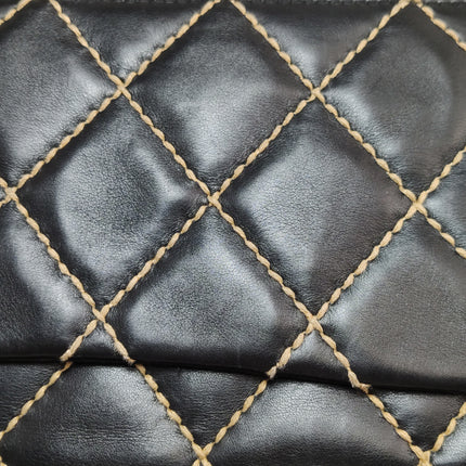 Chanel Wild Stitch Flap Beige Leder mit Nahtdetail