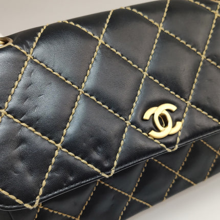 Chanel Wild Stitch Flap Beige Leder mit Nahtdetail