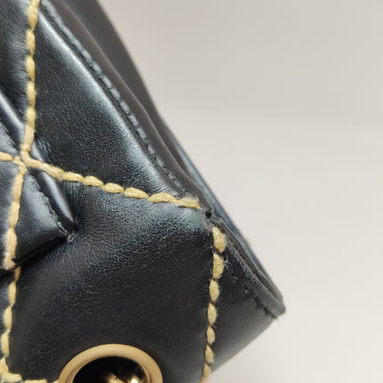 Chanel Wild Stitch Flap Beige Leder mit Nahtdetail