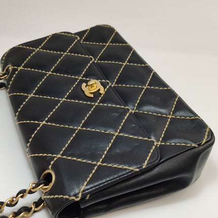 Chanel Wild Stitch Flap Beige Leder mit Nahtdetail