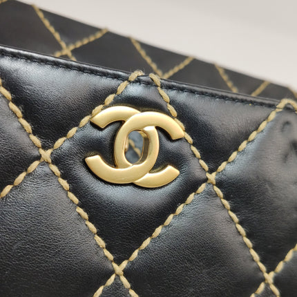 Chanel Wild Stitch Flap Beige Leder mit Nahtdetail