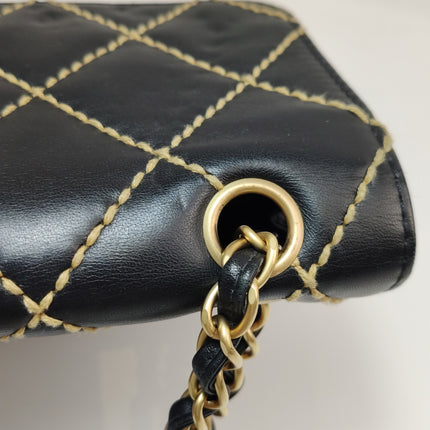 Chanel Wild Stitch Flap Beige Leder mit Nahtdetail