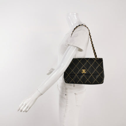 Chanel Wild Stitch Flap Beige Leder mit Nahtdetail