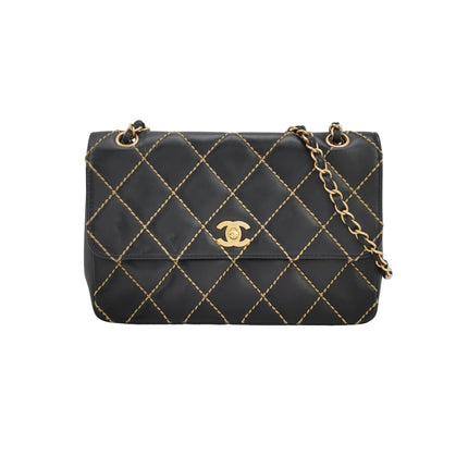 Chanel Wild Stitch Flap Beige Leder mit Nahtdetail