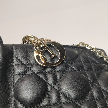 Lady Dior Milly Mini Black Lambskin Two Way Carry Bag