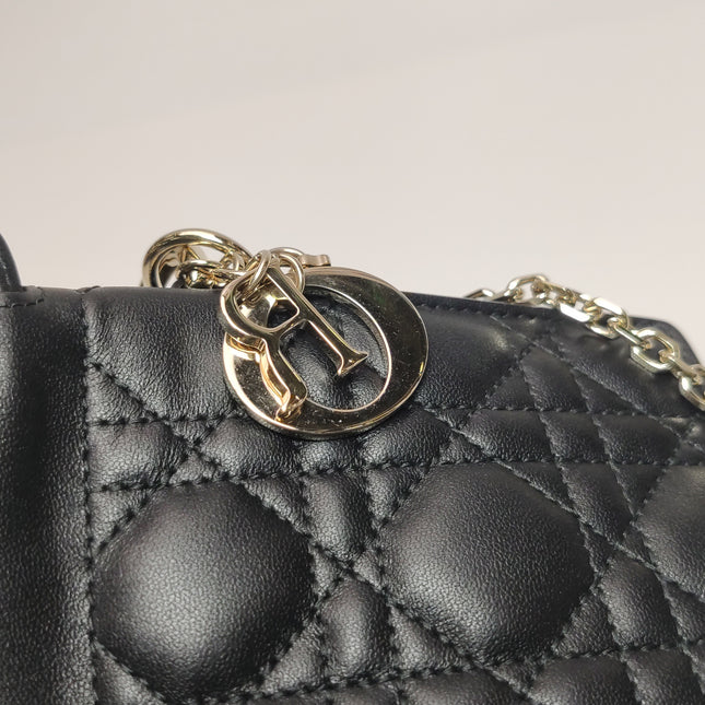 Lady Dior Milly Mini Black Lambskin Two Way Carry Bag