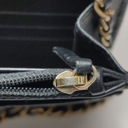Chanel Egyptian Amulet Wallet on Chain Black Lambskin Leather Gold Hardware