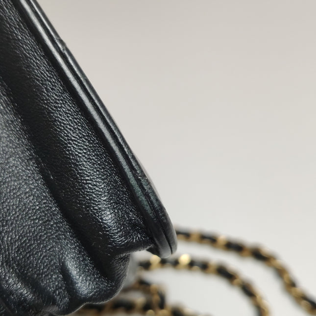 Chanel Egyptian Amulet Wallet on Chain Black Lambskin Leather Gold Hardware