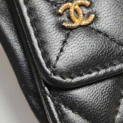 Chanel Egyptian Amulet Wallet on Chain Black Lambskin Leather Gold Hardware