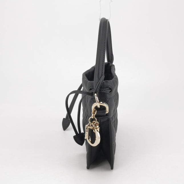 Lady Dior Milly Mini Black Lambskin Two Way Carry Bag