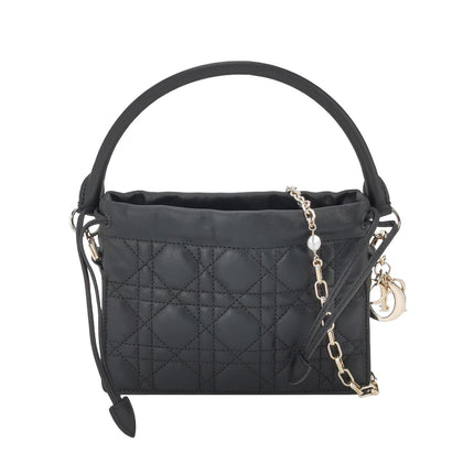 Lady Dior Milly Mini Black Lambskin Two Way Carry Bag