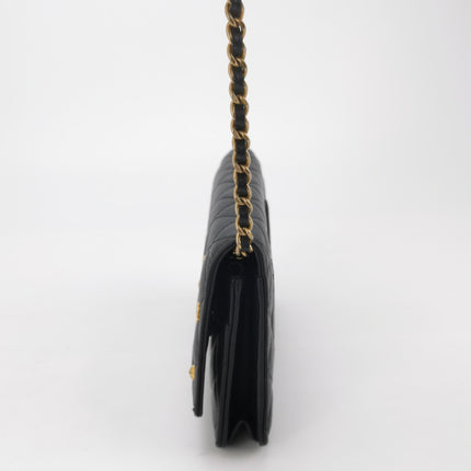 Chanel Egyptian Amulet Wallet on Chain Black Lambskin Leather Gold Hardware